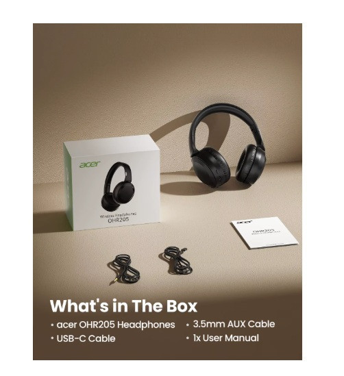 Беспроводные накладные наушники Acer OHR205 Black, Bluetooth, полноразмерные сложные басовые с микрофоном Запорожье - изображение 2