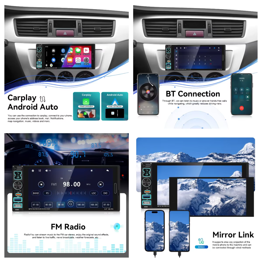 Автомагнитола 1DIN 6,9