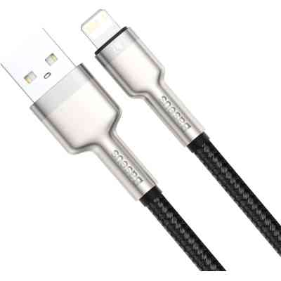 Дата кабель USB 2.0 AM to Lightning 1.0m Cafule Metal 2.4A black Baseus (CALJK-A01) Винница