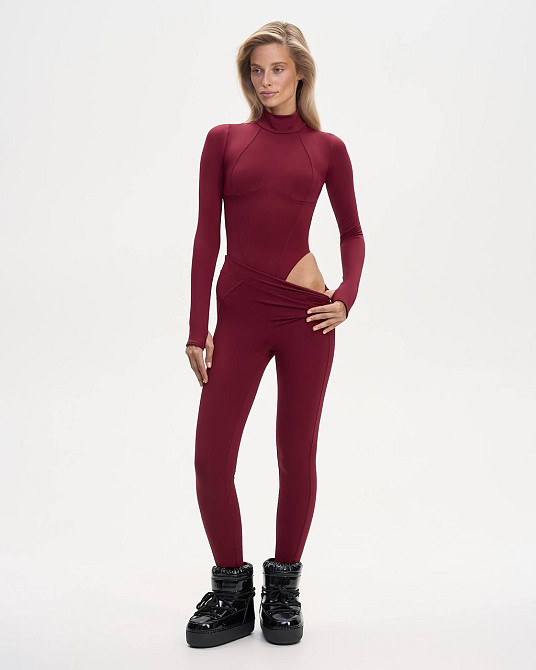 Женский повседневный термо костюм двойка: боди и лосины из ткани пума Бордо, 44/46 Одесса - изображение 4
