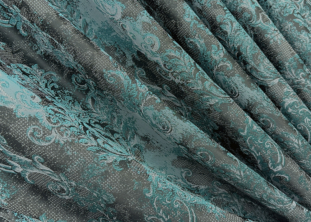 Комплект готовых штор VR-Textil Лен Премиум № 1837ш Серый с бирюзовым 150х295 см 2 шт (33-0825) Киев - изображение 6