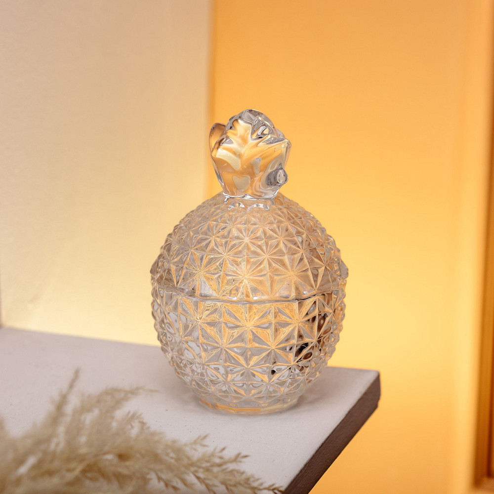Цукерниця з кришкою Ø9 см ваза цукерниця кругла скляна прозора ананас HP-4-112 Коломыя - изображение 5