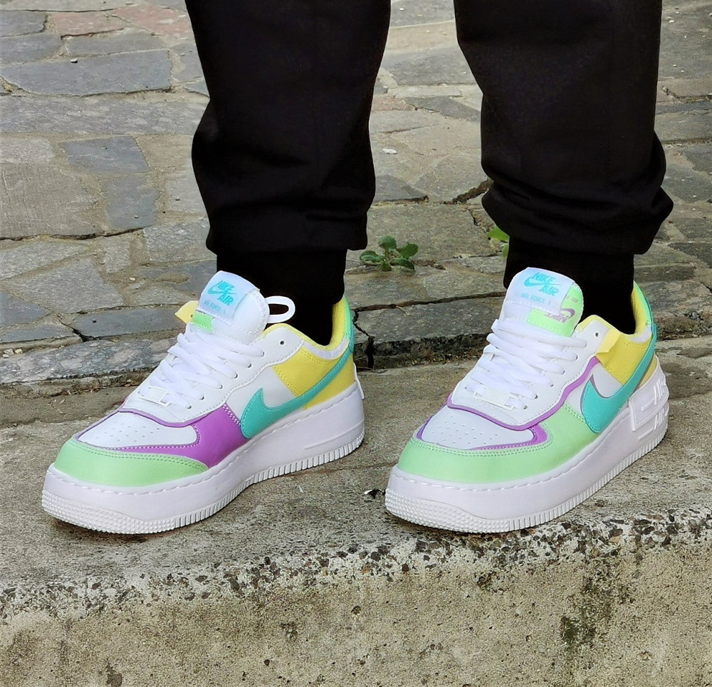 Кросівки Nike Force Білі Жіночі Квітн Шкіряні Найк Форси Shadow Різнобарвні (розміри: 36,37,38,39,40) Відео Огляд — 2 Дніпро - фото 2