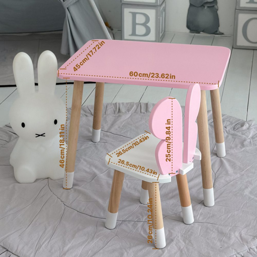 Стол прямой 46х60х45 и стул крылышки бабочка 26.5х26х25, столик и стульчик для девочки, розовый с белым Киев - изображение 20
