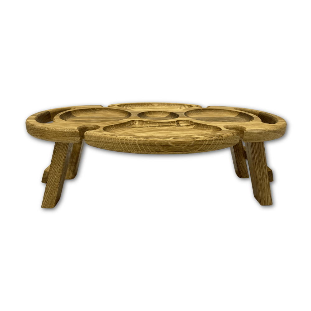 Винный столик из ясеня, поднос складной овальный поднос 44×30см с ножками и держателями для 4 бокалов Каменец-Подольский - изображение 3