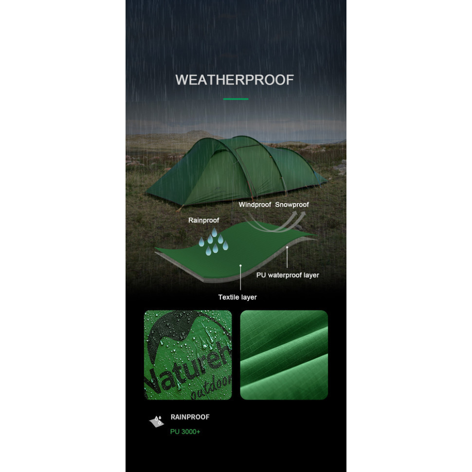 Палатка трехместная Naturehike Opalus, UL, NH17L001-L, светло-зеленая Киев - изображение 4