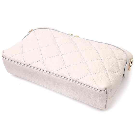 Стильна сумка жіноча через плече з натуральної стьобаної шкіри Vintage 22316 Біла Київ