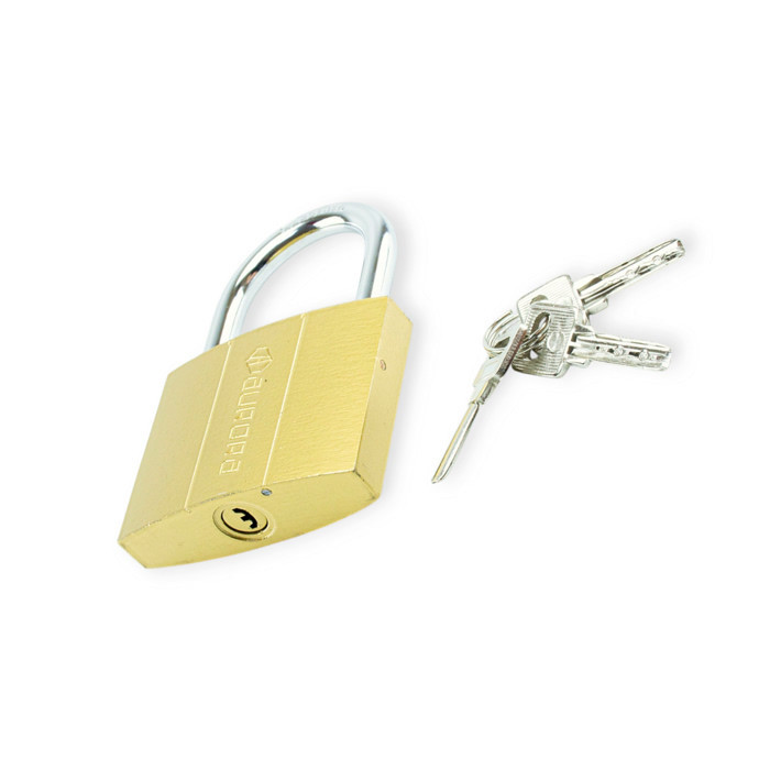 Замок навісний "дужка" 54 мм, латунь, лазерний ключ 3 шт, жовтий Мукачево - фото 1