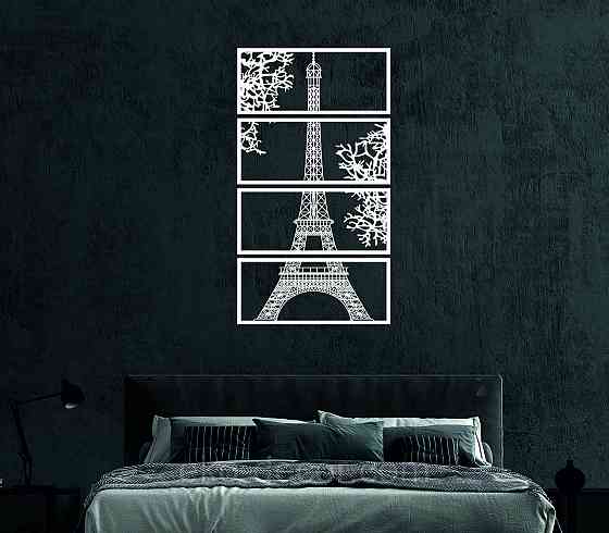 Панно  «Ейфелева вежа» Декор на стіну 90*162 см, Білий Київ