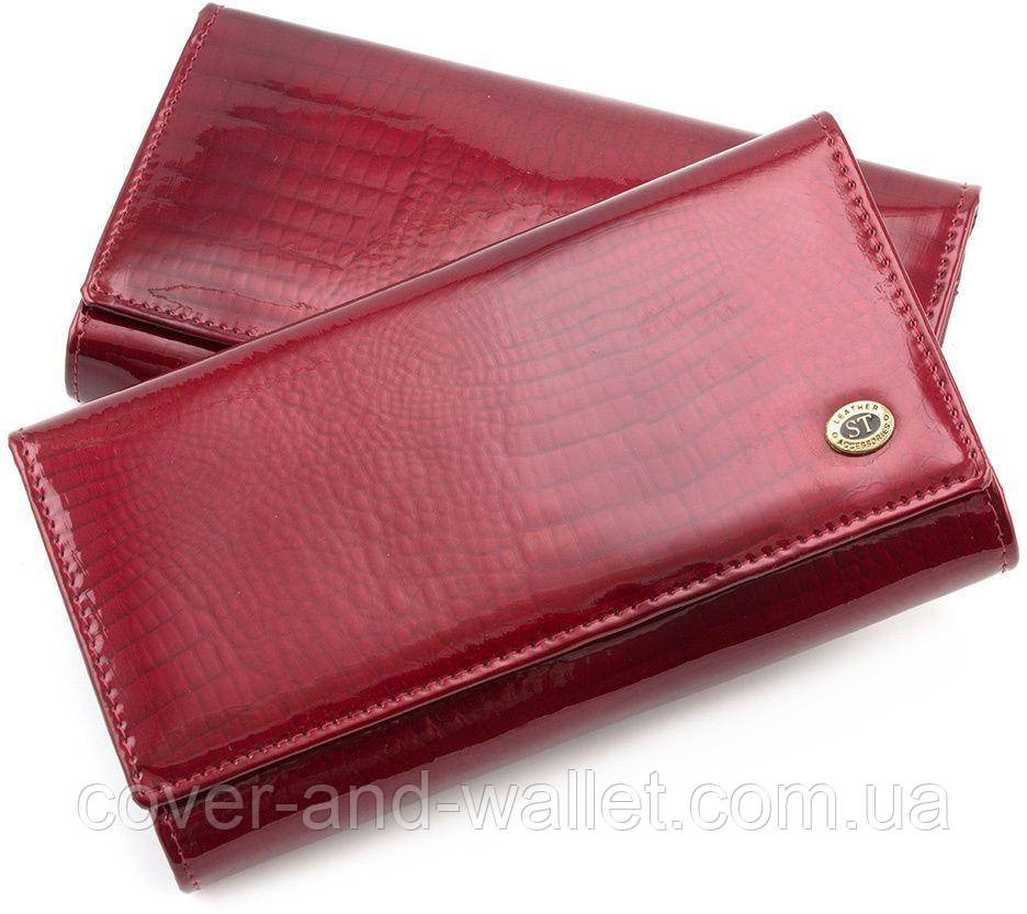 Жіночий червоний лаковий гаманець з візитницею ST Leather S8001 Київ - фото 4