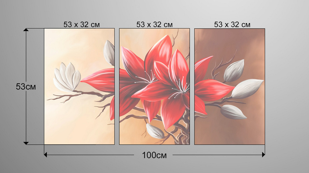 Модульна картина Абстракція Квіти Аrt-154_3А Київ - фото 3