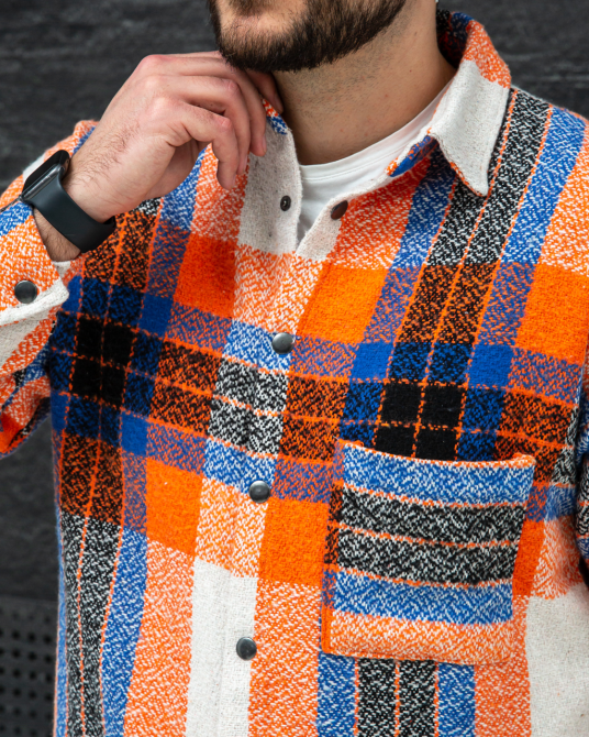 Сорочка чоловіча байка Синьо-жовтогарячій M Харків - фото 3