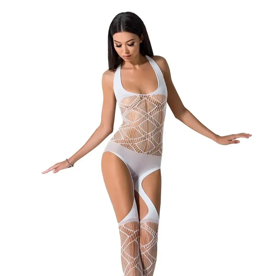 Бодістокінг Passion BS060 white, комбінезон, імітація трусиків і гольфів Львов - изображение 1