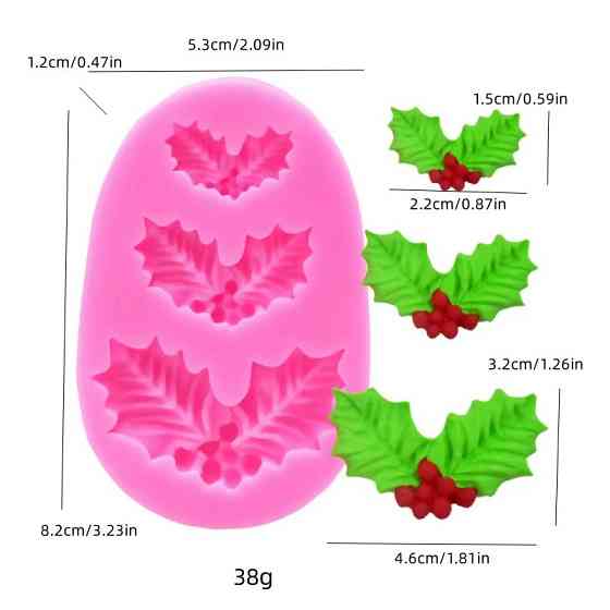 Молд новогодний Рождественский листок 53 на 82 мм розовый Киев
