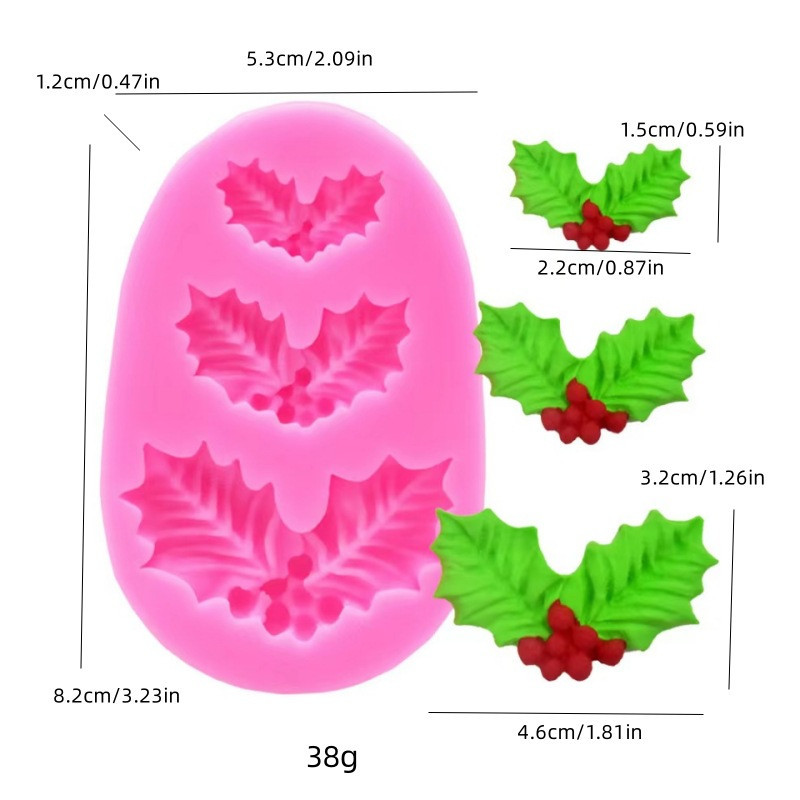 Молд новогодний Рождественский листок 53 на 82 мм розовый Киев - изображение 2