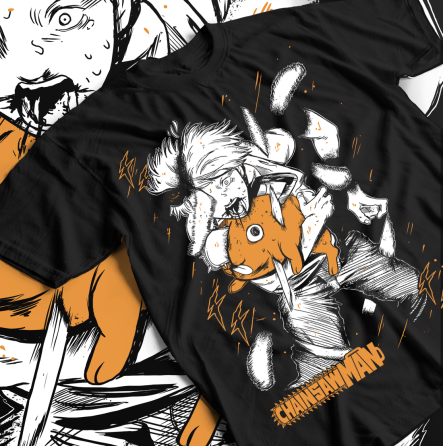 Футболка аниме Человек-бензопила оверсайз (S/M/L) Черний AnimeJ0637 Днепр