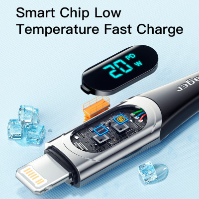 Дата кабель USB-C to Lightning 1.0m 20W Digital Display blue Essager (EXCTL-YD03) Винница - изображение 9