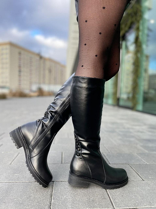 Чоботи жіночі ЭММА Z-25 чорні натуральна шкіра зима висота 36см каблук 5см (2510) Коломия - фото 5