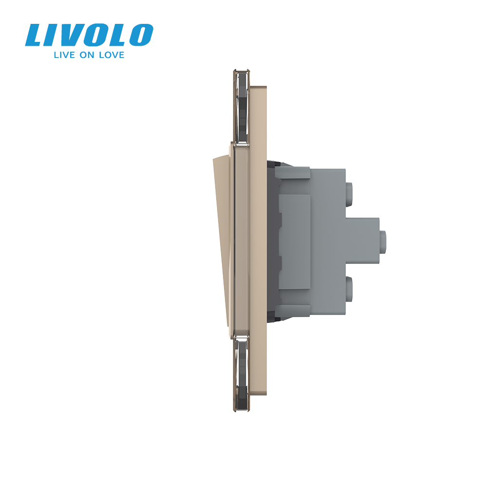 Трьохклавішний вимикач (1-2) Livolo золотий скло (VL-C7K1K2-13) Коломыя - изображение 8