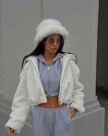 Жіноча базова тепла повсякденна шуба хутро на підкладці Молочний Одеса