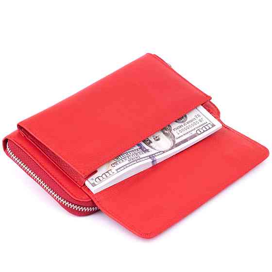 Гаманець з кишенькою на лицьовій стороні жіночий Червоний (ST Leather) Київ