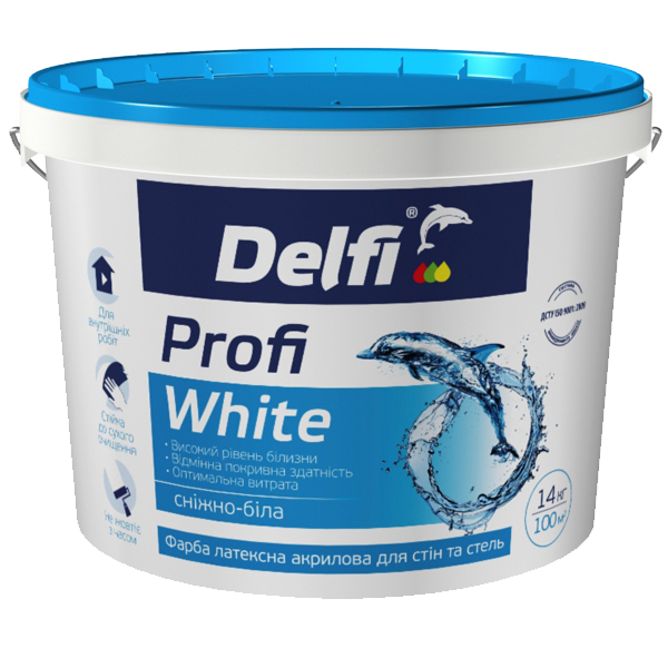 Фарба інтер'єрна акрилова для стін та стель Profi White ТМ"Delfi"  -7 кг Харків - фото 1