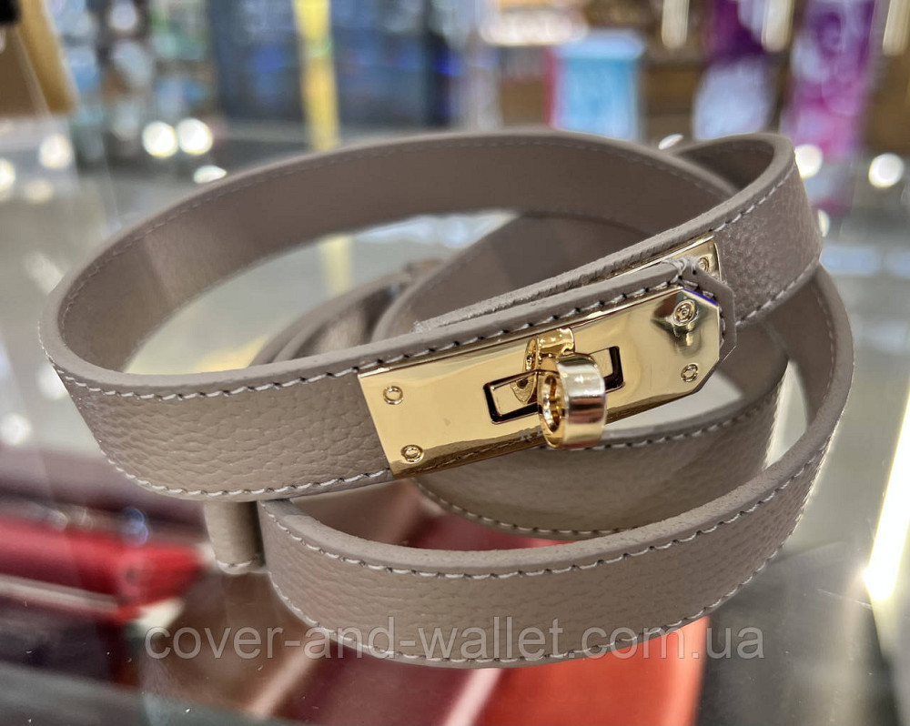 Стильний жіночий ремінь пудрового кольору в стилі Hermes 20 мм Puos Київ - фото 1