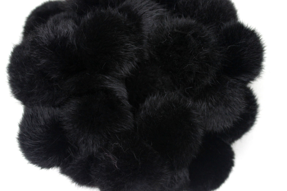 Помпони на дитячу шапку з натурального хутра кролика 7-8 см Чорний Харків - фото 2