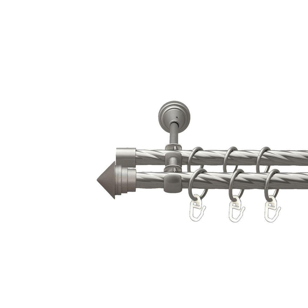 Карниз Orvit Сетра металевий дворядний відкритий скручена труба кільце металеве Сатин 16\16 мм 160 см Львов - изображение 1