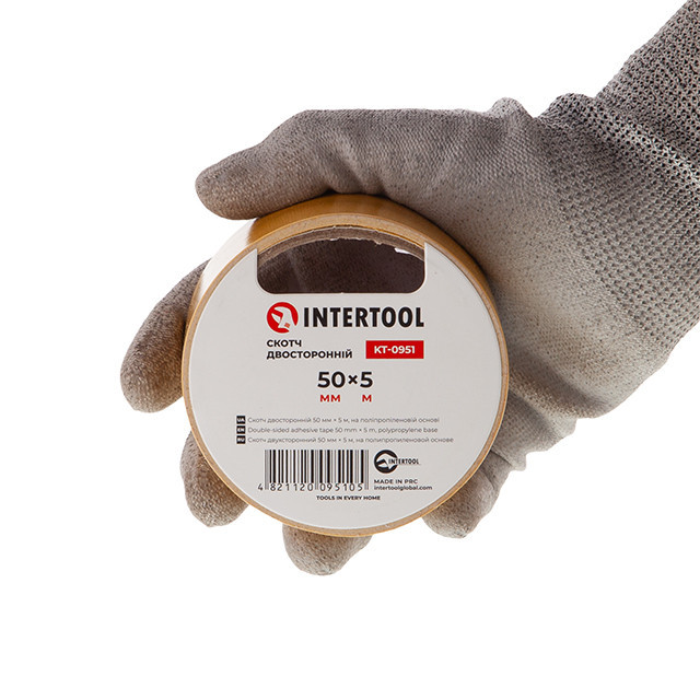 Скотч двусторонний, 5 м, 50 мм, на полипропиленовой основе INTERTOOL KT-0951 Киев - изображение 3