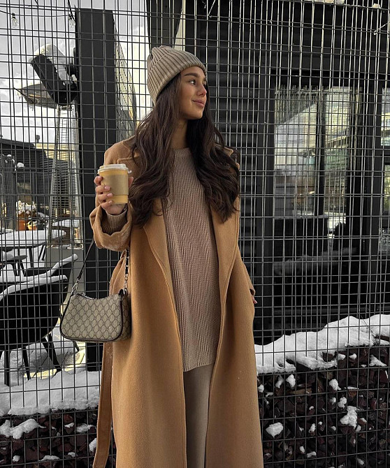 Стильное женское утепленное пальто длина макси кашемир Карамельный Одесса - изображение 1