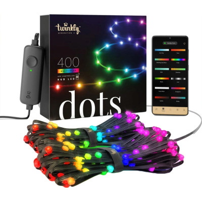 Гірлянда Twinkly Smart LED, Dots 400 RGB LED Lights String Black Wire Plug IP44 20м (TWD400STP-BEU) Вінниця - фото 1