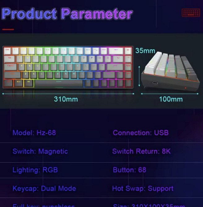 Магнітна клавіатура | клавіатура на pink свічках | E-YOOSO Hz-68 Харків - фото 1