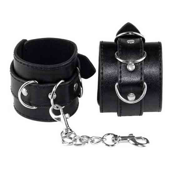 Шкіряні чорні наручники - Садо-мазо Вінниця