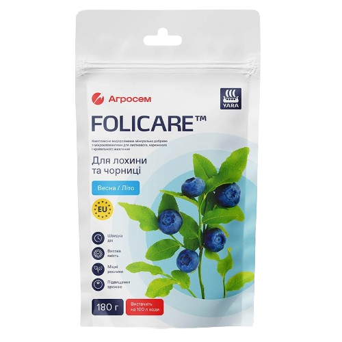 Добриво для лохини та чорниці мінеральне 180гр Весна-Літо Yara Folicare Житомир