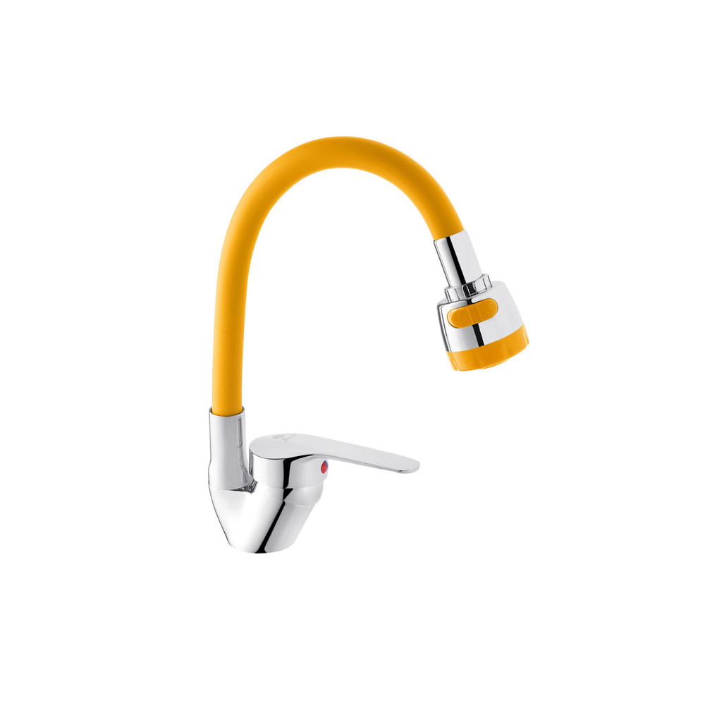 Смеситель для кухни Agua Sevilla гибкий - C039AMR хром/желтый Киев - изображение 3