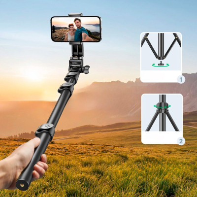 Штатив Ugreen LP680 Selfie Stick Tripod with Bluetooth Remote Black (15609) Вінниця - фото 2