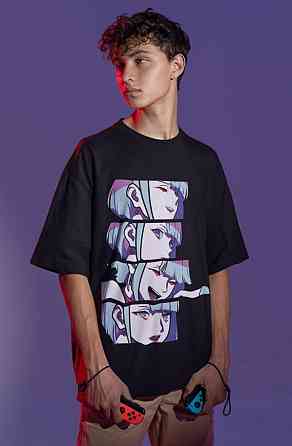 Футболка з аніме принтом Аніме Вінтаге Спекіал Манга оверсайз (S/M/L) Чорний AnimeJ1072 Дніпро