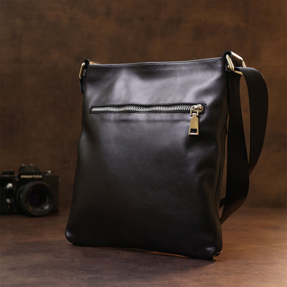 Кожаная сумка через плечо для мужчин SHVIGEL 11602 Черный Киев - изображение 2