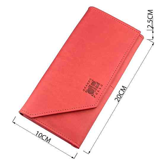 Кожаный горизонтальный клатч из итальянской кожи GRANDE PELLE 11216 Красный Киев