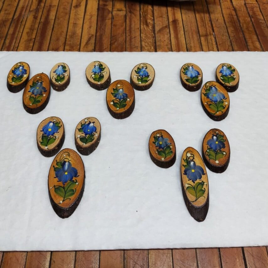 Комплект (3 шт.) срезов веточек с ручной росписью для рукоделия СИНЯЯ ГАММА Киев - изображение 6