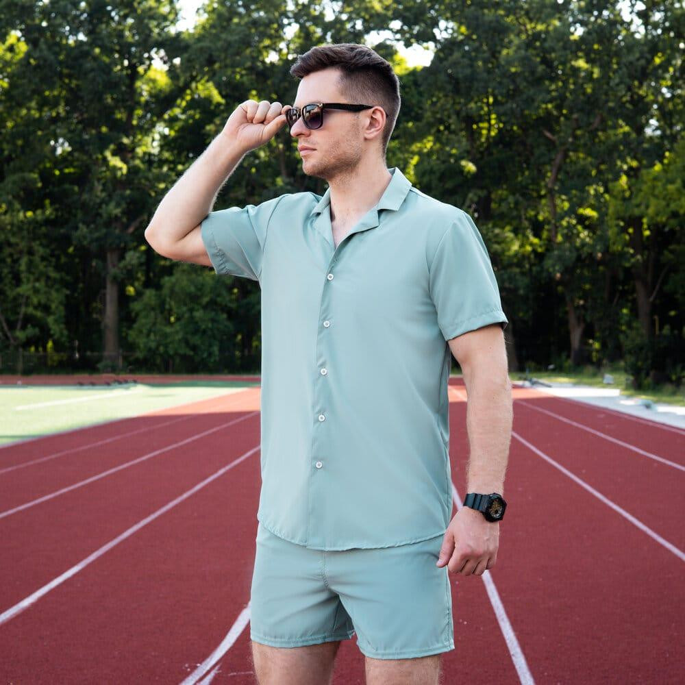 Мужская рубашка c коротким рукавом светло-оливковая Pobedov Dejavu Киев - изображение 5