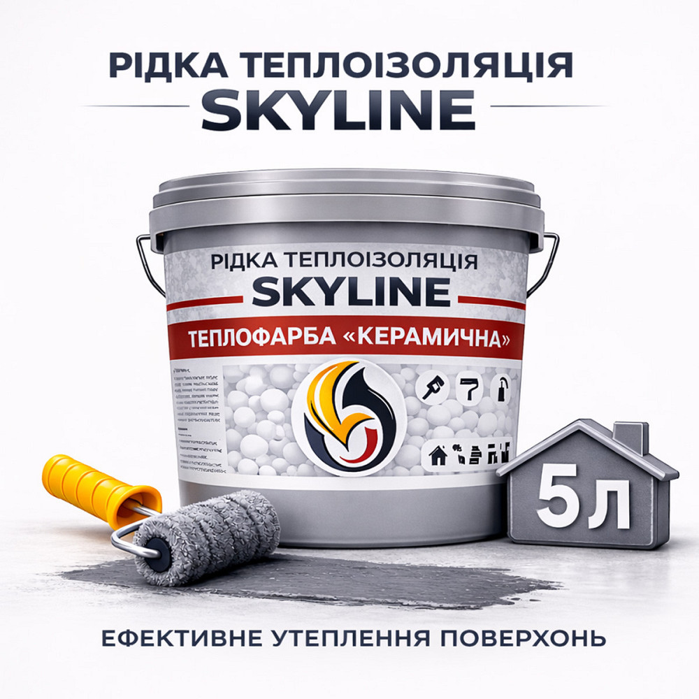 Теплокраска керамическая Skyline жидкая теплоизоляция для утепления стен, фасадов, кровли и трубопроводов Серая 5 л Харьков - изображение 1