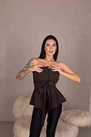 Женский стильный привлекательный корсет из плотной ткани креп костюмка Шоколад, 42 Одесса