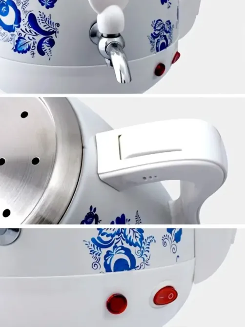 Електричний самовар із фарфоровим заварником Domotec/RAF R-7118W 3.5л білий Одеса - фото 4