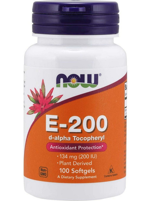 Витамин Е, Vitamin E, Now Foods, 134 мг (200 МЕ), 100 гелевых капсул Луцк - изображение 1