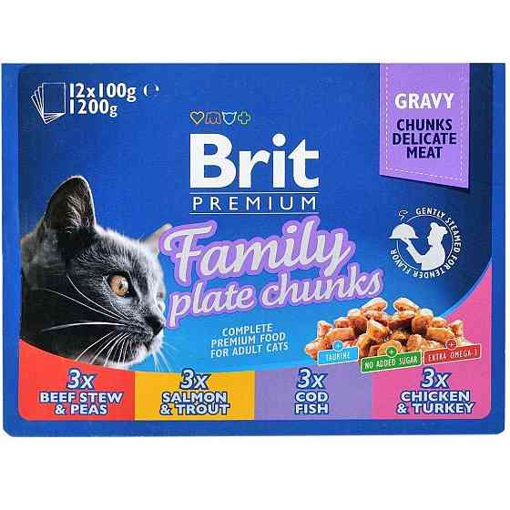 Влажный корм для кошек Брит Brit Premium Набор паучей семейная тарелка ассорти 4 вкуса 100 гх 12 шт Винница