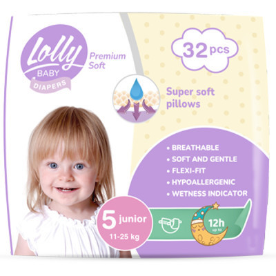 Подгузники Lolly Premium Soft 5 (11-25 кг) 32 шт (4820174981051) Винница - изображение 1