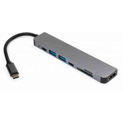 Концентратор Vinga Type-C to 4K HDMI+2*USB3.0+SD+TF+PD+USB-C 3.1 Gen1 aluminium (VCPHTC7AL) Винница