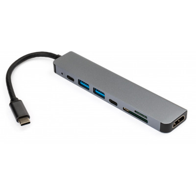 Концентратор Vinga Type-C to 4K HDMI+2*USB3.0+SD+TF+PD+USB-C 3.1 Gen1 aluminium (VCPHTC7AL) Винница - изображение 2